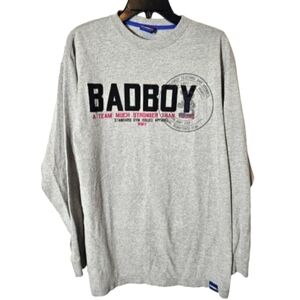 Bad Boy Vintage Gray Long Sleeve 'BADBOY' Graphic Shirt Men's Size Large